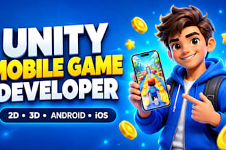 create a custom unity mobile game, hypercasual or 3d game