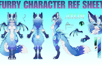 create custom furry reference sheet, fursona ref sheet, furry oc, anthro fursuit