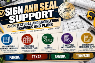 draw, review, sign and seal architectural plans, florida texas arizona tennessee