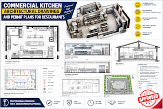 commercial kitchen architectural drawings and permit plans for restaurant