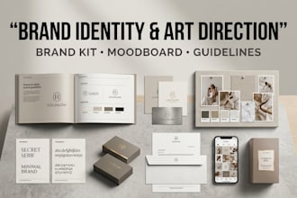 do art direction, brand kit, brand guide, moodboard  and corporate identity