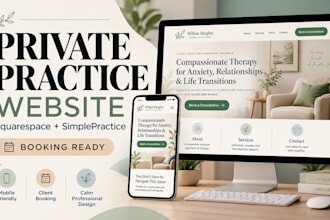 build a squarespace private practice website with simplepractice booking
