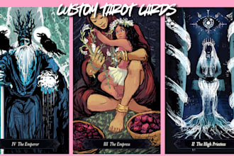 design custom tarot cards, oracle deck, mystical tarot, spiritual card, dark art