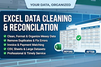 clean, format and reconcile your excel data and invoices