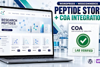 build fda compliant peptide website, research peptide store, coa woocommerce