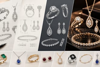 create custom luxury 3d jewelry cad models for rings, pendants and bracelets