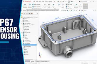 design waterproof ip67 sensor housing cad, electronics pcb enclosure 3d stl step