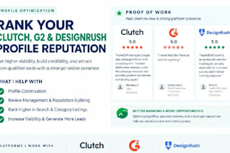 rank your clutch profile reputation, g2, goodfirm, designrush for top visibility