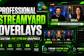 create professional streamyard overlays podcasts, interviews, and webinars