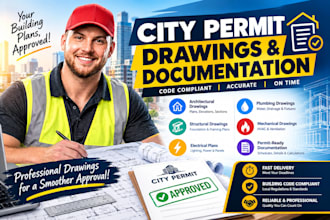 create city permit drawings, construction plans, 2d floor plan, and blue prints