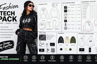do fashion clothing tech pack garment tech pack, bom, measurement technical flat