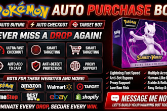 build auto checkout bot, pokemon bot, auto purchase bot, target bot amazon bot