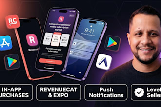 integrate in app purchases and notifications in expo