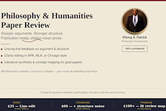 proofread and edit your academic philosophy or humanities paper