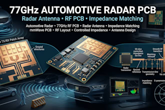 design automotive radar antenna, 77ghz rf pcb and impedance matching