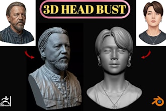 sculpt realistic 3d head bust from photo for 3d printing