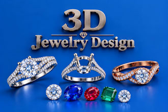 3d jewelry design cad modeling ring bracelet gemstone design for 3d printing