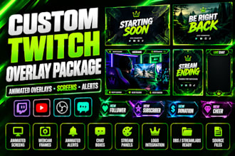 design custom animated twitch overlays and stream screens streaming