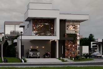 remodel old house, luxury villa, open concept garage, facade design,driveway,bim