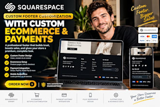 build custom squarespace footer with ecommerce payment setup squarespace design