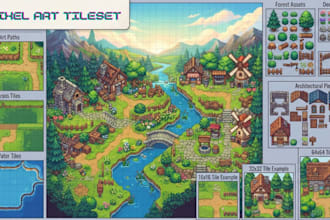 create custom pixel art tilset and tilemap for your 2d game rpg