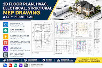 create 2d floor plan, hvac, electrical, structural mep drawing, city permit plan