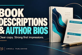 write an engaging book description and author bio