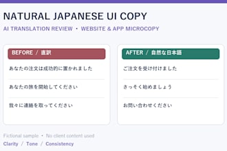 proofread and polish ai translated japanese website and app copy