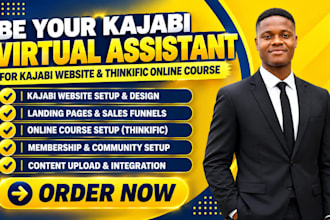be your kajabi virtual assistant for kajabi website thinkific online course