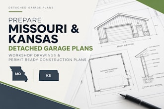 prepare missouri and kansas detached garage plans workshop drawings