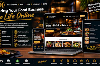 build restaurant website, design business website, bar, pub, or lounge website