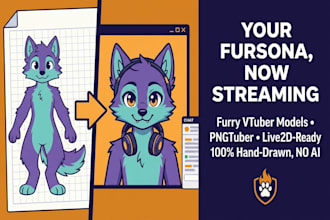 draw furry vtuber model, kemono pngtuber avatar, and live2d vtuber art