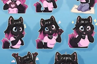 draw cute furry telegram stickers, discord emote animated nfsw furry stickers