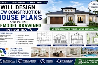 design new construction house plans and permit remodel drawings in florida