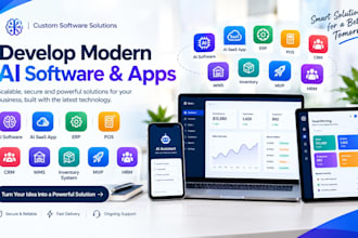 develop ai software, ai saas app, erp, pos, crm, wms, inventory system, mvp, hrm