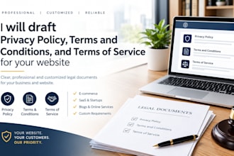 draft privacy policy, terms and condition and terms of service for your website