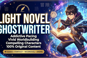 ghostwrite an addictive light novel, web novel, or anime story