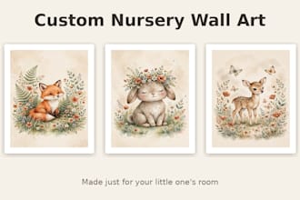 create a custom nursery set of printable baby room  wall art