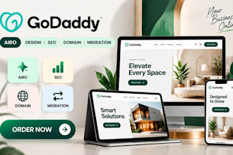 design and redesign godaddy website with airo, seo, domain setup and migration