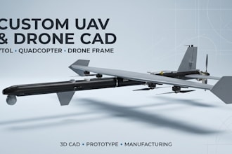design 3d cad model vtol uav quadcopter drone frame cad and manufacture ready