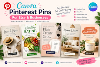 create canva pinterest pins for etsy products and businesses