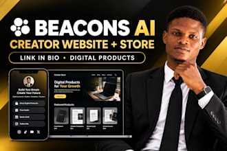 setup and design your beacons ai store, website and link in bio stan store whop