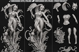fix stl file, 3d scan cleanup, reverse engineer 3d scan model ready for 3d print