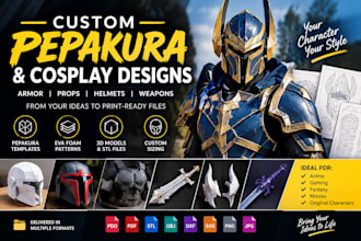 3d cosplay anime armor wearable helmet eva foam patterns pepakura file and props