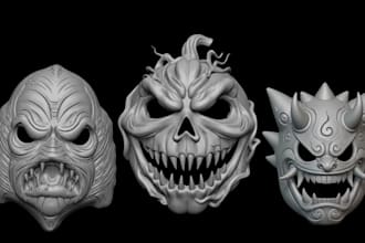 design custom 3d halloween mask, 3d mask and printable stl for 3d printing