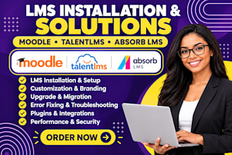 install, customize, upgrade, migrate and fix moodle lms, talent lms, absorb lms