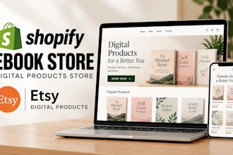 design shopify ebook store, digital products shopify store, etsy digital product