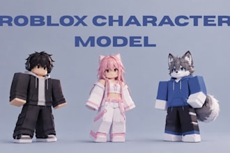 model roblox avatar, anime avatar, furry avatar and do 3d character rigging