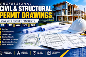 structural and civic engineering stamp in ca, tx, wa, ny, oh, for city permit