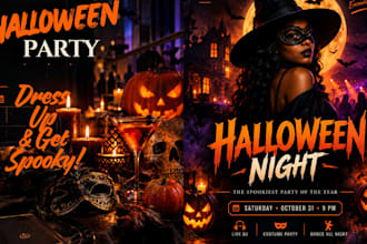 create spooky, eye catching vintage posters and flyers for your halloween sales